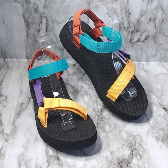 Teva Women's Open Toe Platform Hiking Sandals Size 9 Black/Multicolor - Picture 1 of 10